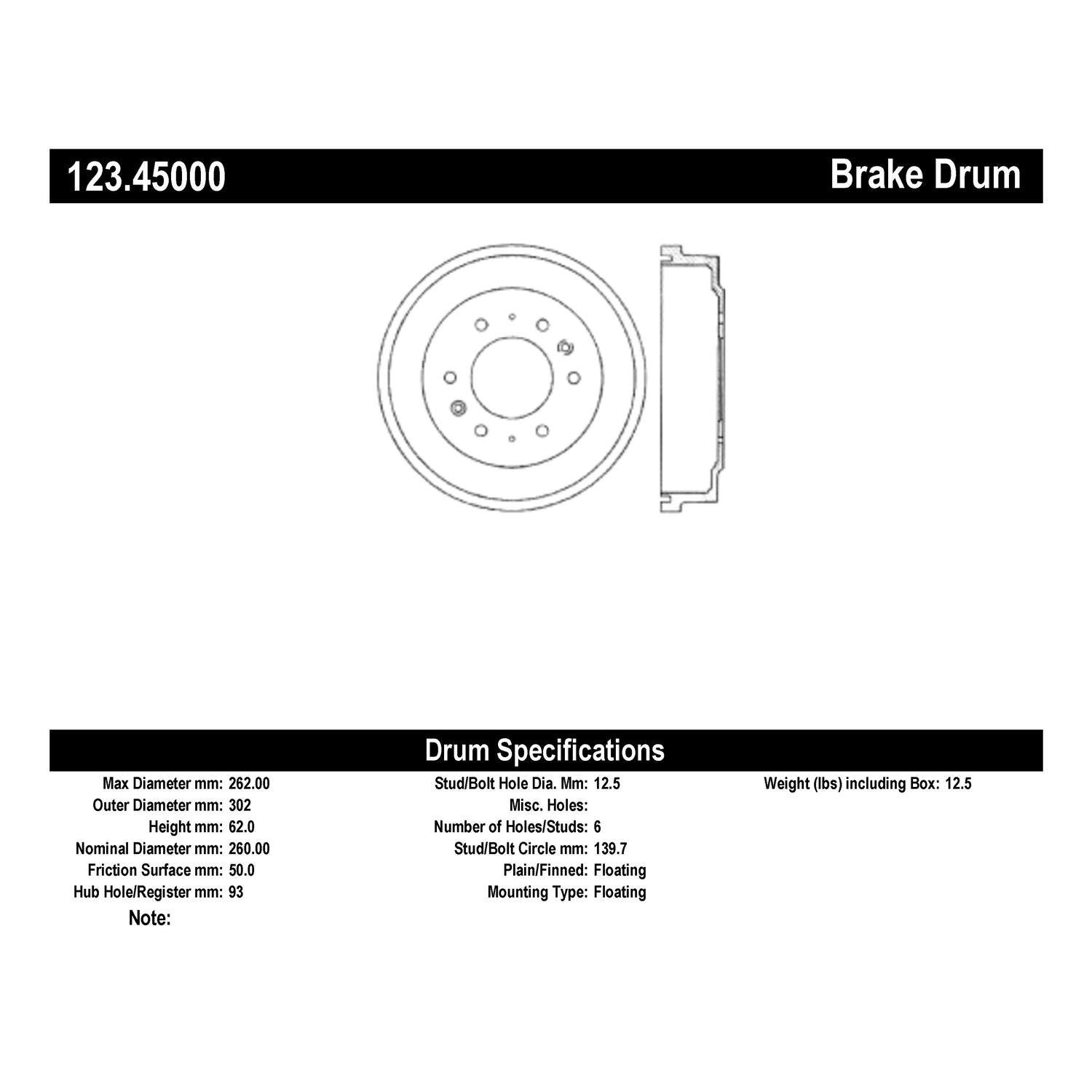 c-tek standard brake drum  frsport 123.45000