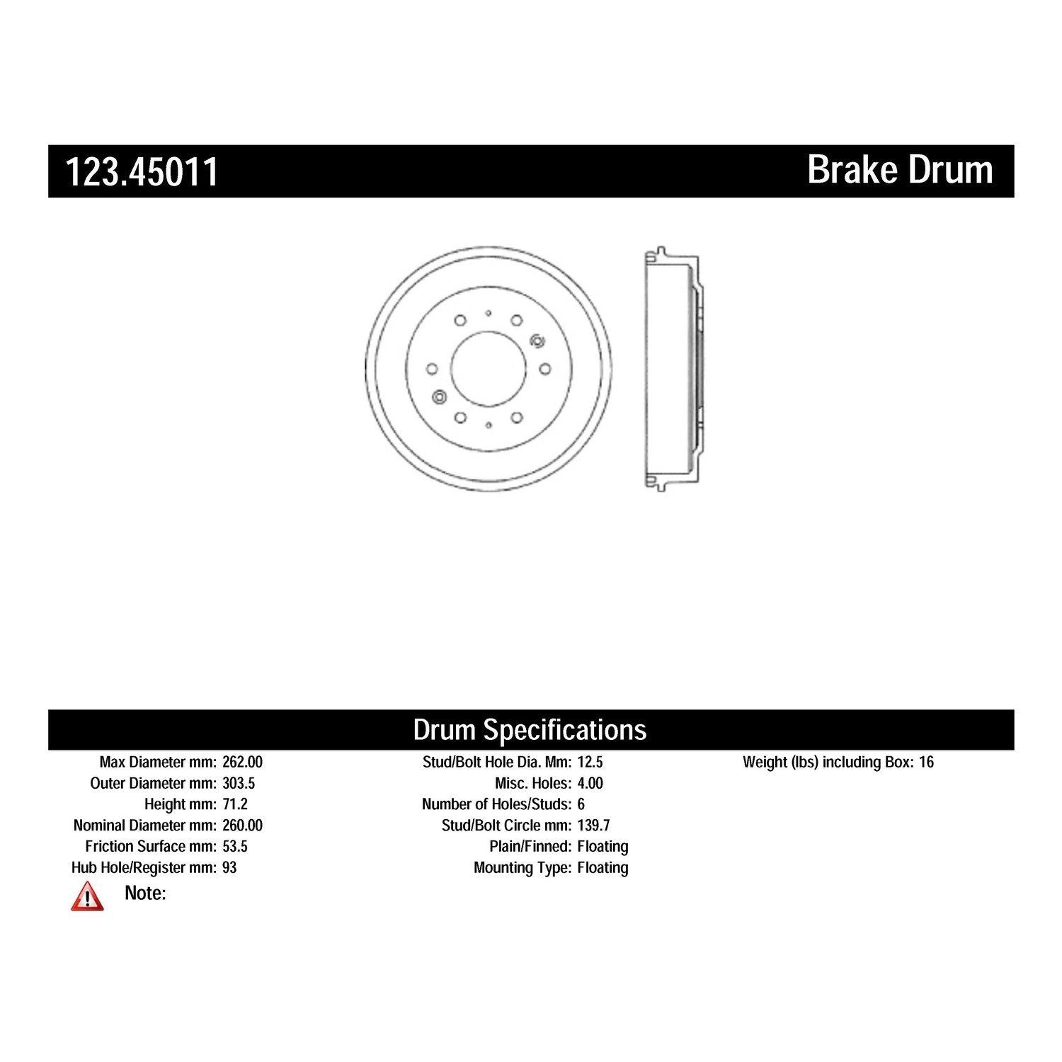 c-tek standard brake drum  frsport 123.45011