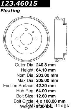 Stoptech Centric C-TEK Standard Brake Drum - Rear 123.46015