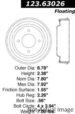 Stoptech Centric C-TEK Standard Brake Drum - Rear 123.63026