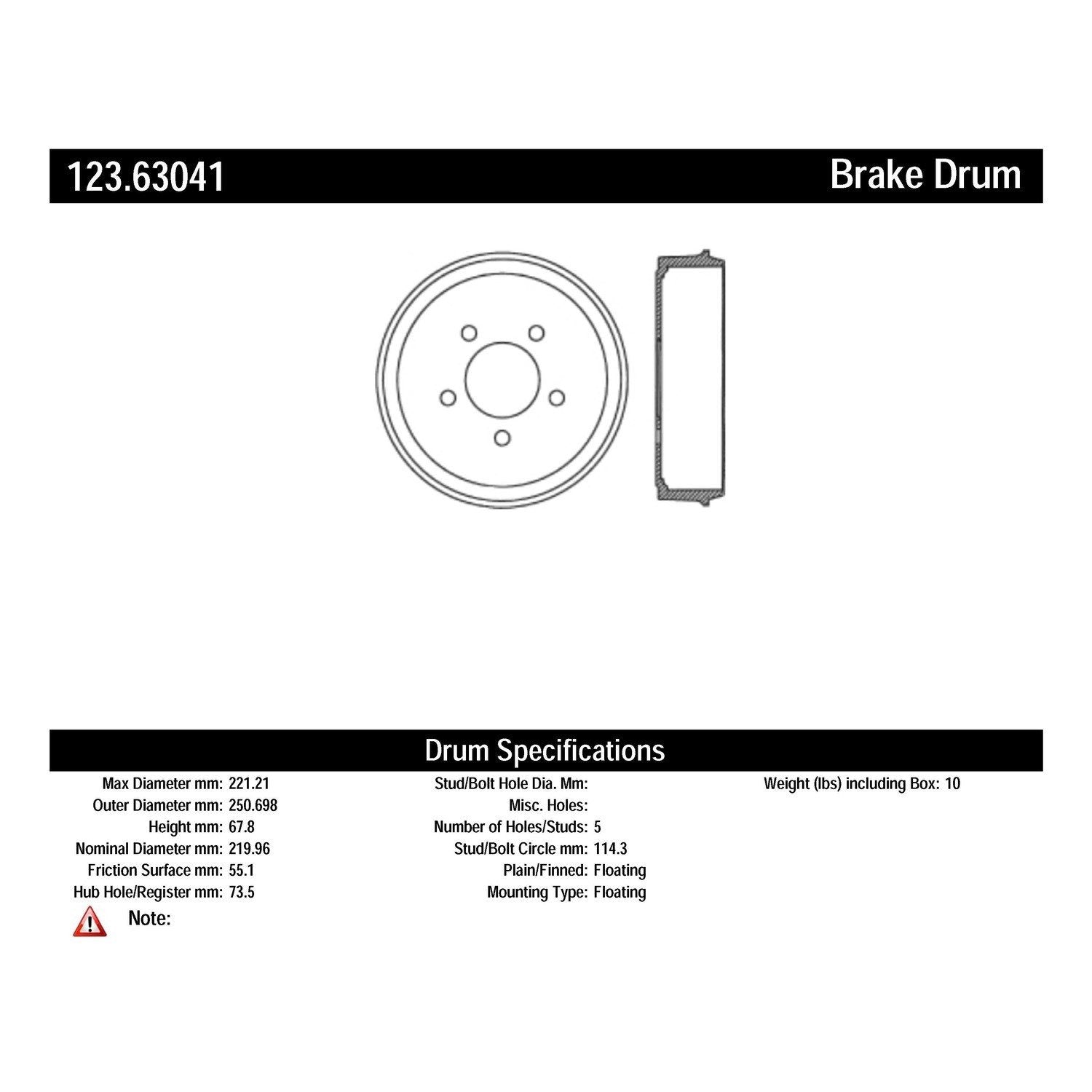 c-tek standard brake drum  frsport 123.63041