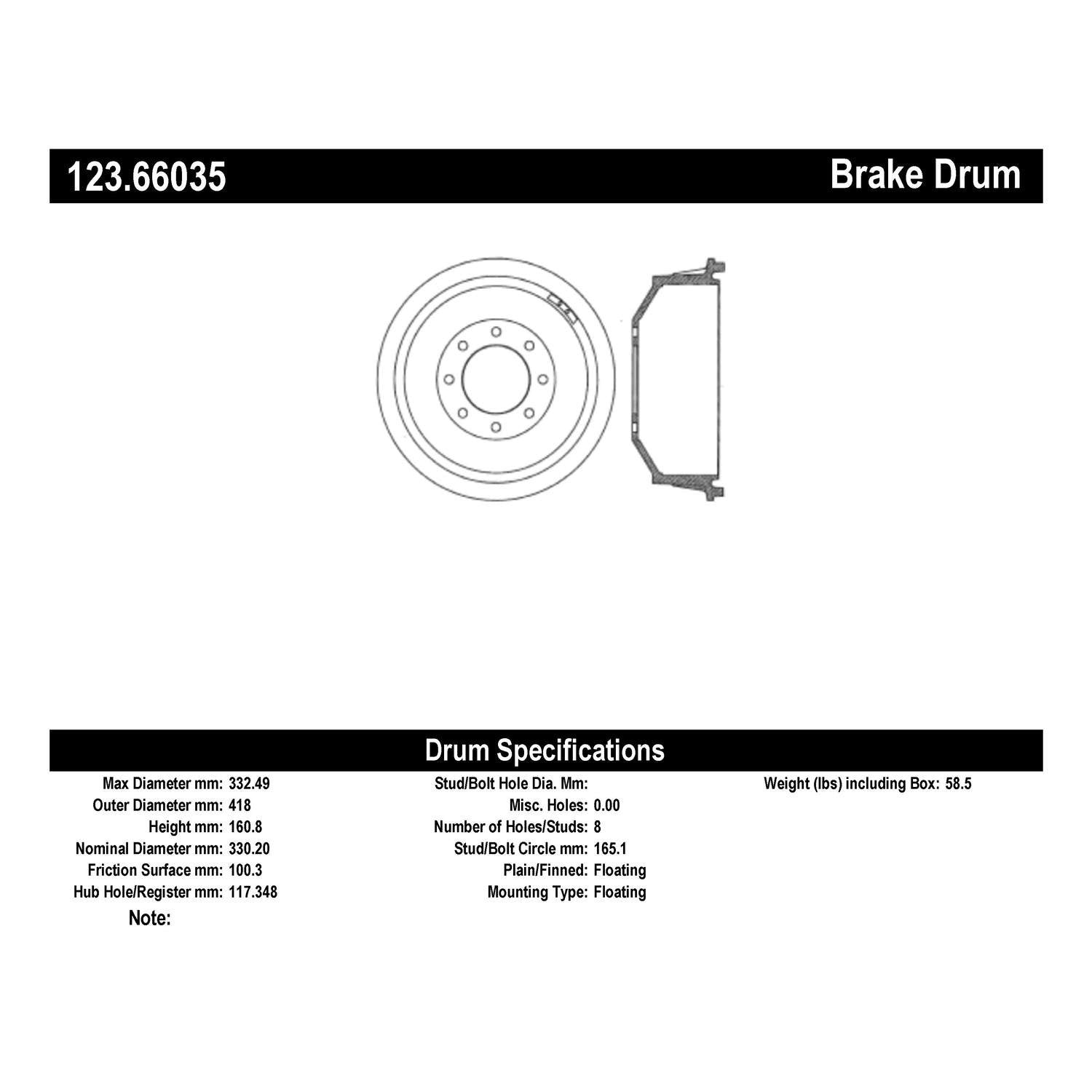 c-tek standard brake drum  frsport 123.66035