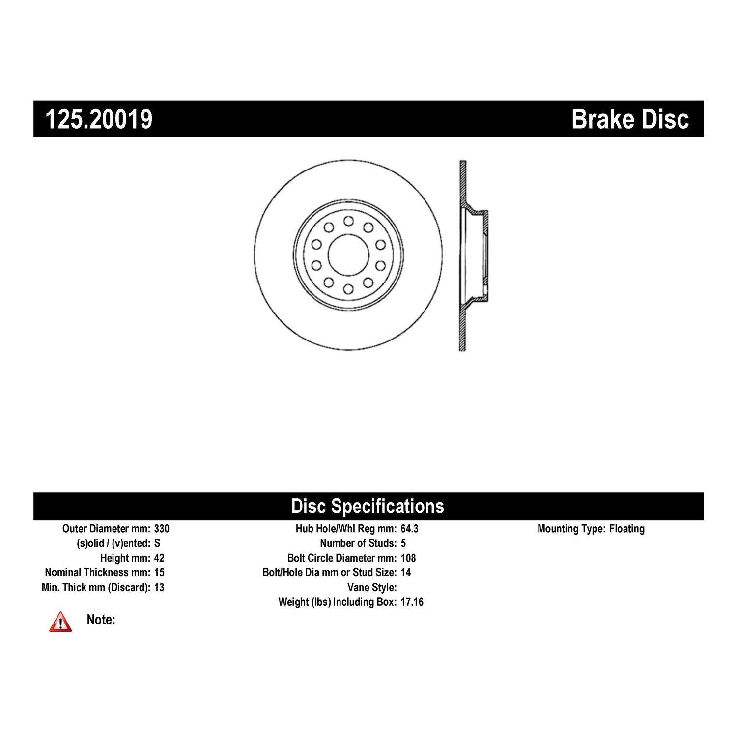 centric parts premium high carbon alloy brake rotor  frsport 125.20019