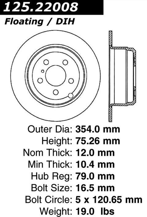 centric parts premium high carbon alloy brake rotor  frsport 125.22008