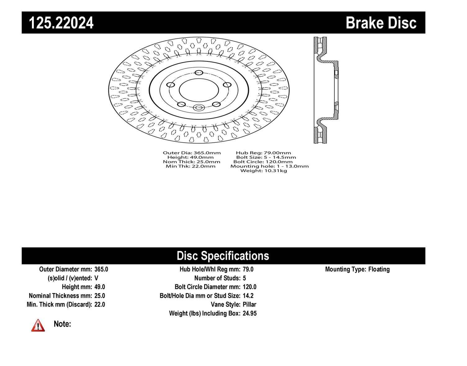 centric parts premium high carbon alloy brake rotor  frsport 125.22024