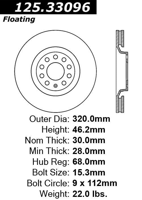 centric parts premium high carbon alloy brake rotor  frsport 125.33096