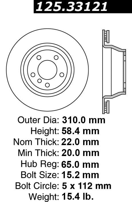 centric parts premium high carbon alloy brake rotor  frsport 125.33121