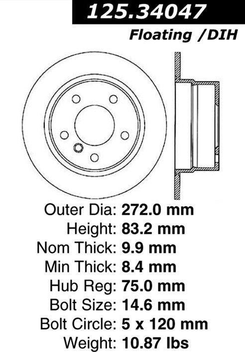 centric parts premium high carbon alloy brake rotor  frsport 125.34047