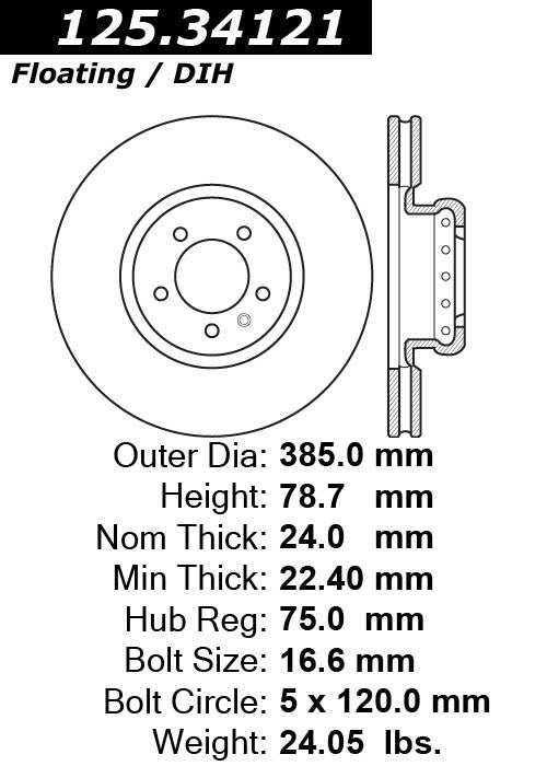 centric parts premium high carbon alloy brake rotor  frsport 125.34121