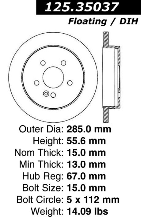 centric parts premium high carbon alloy brake rotor  frsport 125.35037