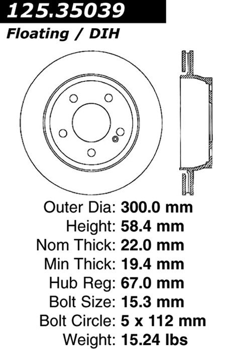 centric parts premium high carbon alloy brake rotor  frsport 125.35039