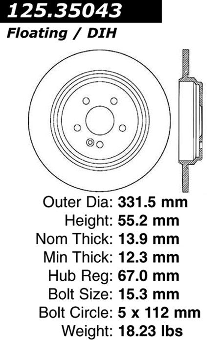 centric parts premium high carbon alloy brake rotor  frsport 125.35043