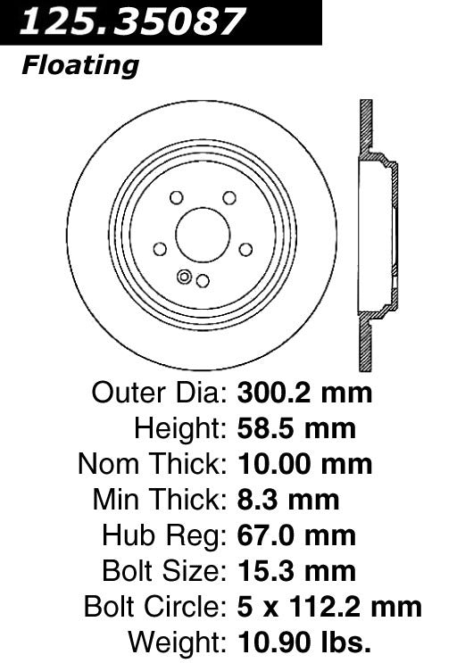 centric parts premium high carbon alloy brake rotor  frsport 125.35087