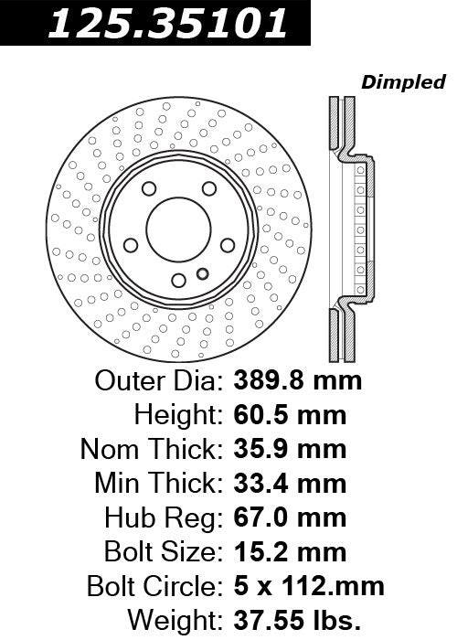 centric parts premium high carbon alloy brake rotor  frsport 125.35101