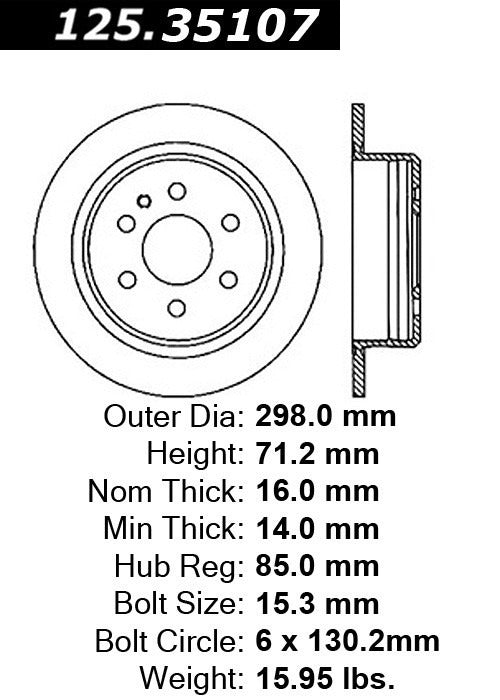 centric parts premium high carbon alloy brake rotor  frsport 125.35107