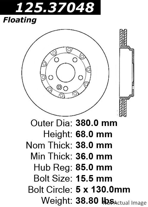 Centric Parts Premium High Carbon Alloy Brake Rotor  top view frsport 125.37048