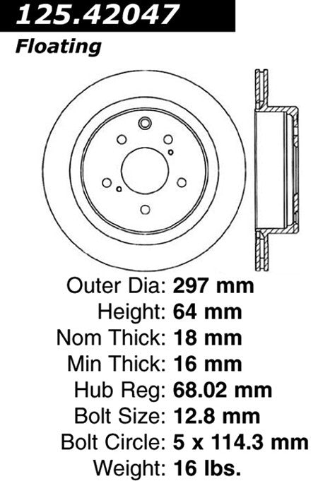 centric parts premium high carbon alloy brake rotor  frsport 125.42047