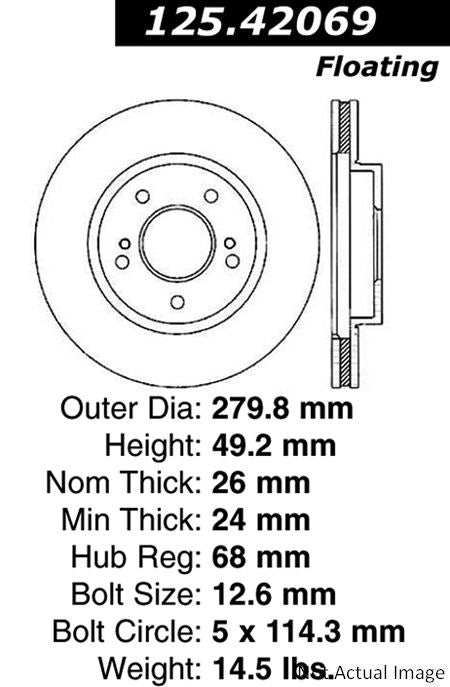 StopTech Premium High Carbon Alloy Brake Rotor  top view frsport 125.42069