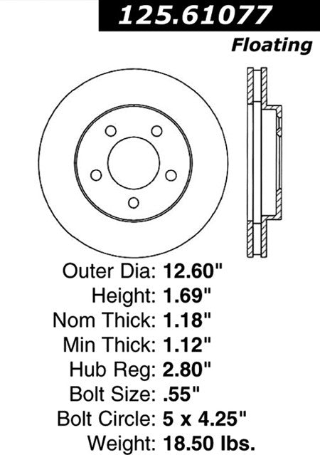 centric parts premium high carbon alloy brake rotor  frsport 125.61077