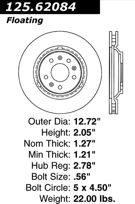 centric parts premium high carbon alloy brake rotor  frsport 125.62084