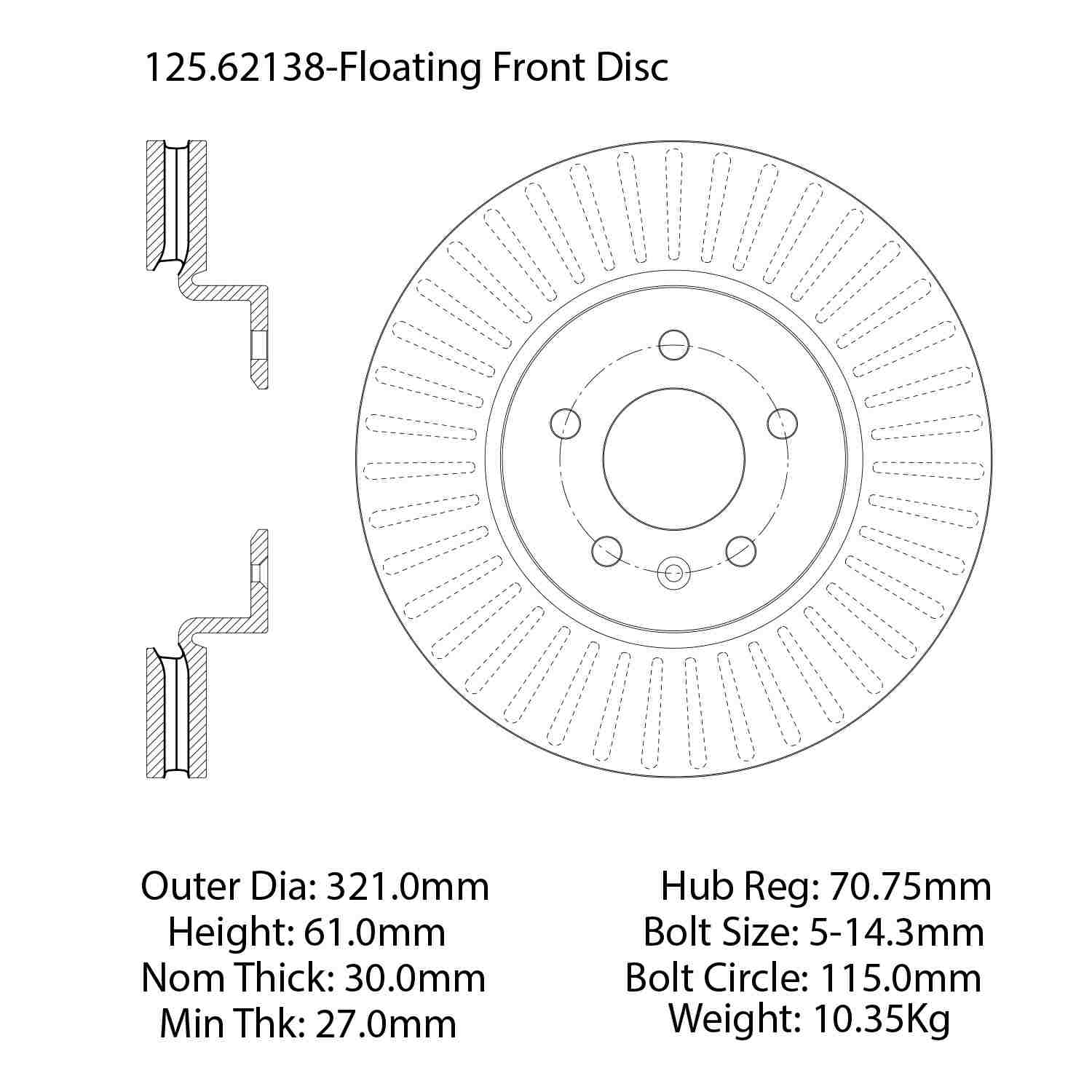 centric parts premium high carbon alloy brake rotor  frsport 125.62138