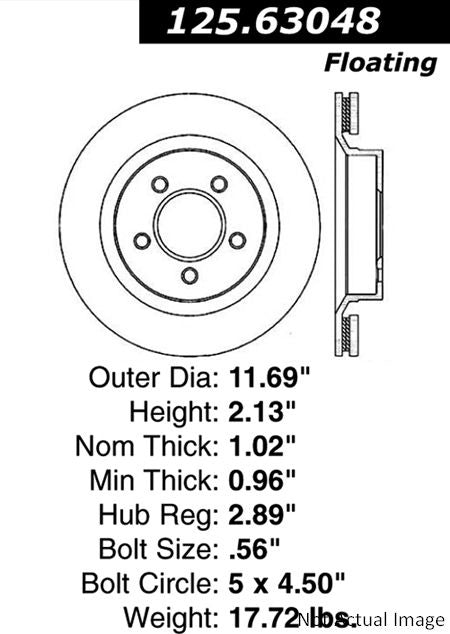 Centric Parts Premium High Carbon Alloy Brake Rotor  top view frsport 125.63048