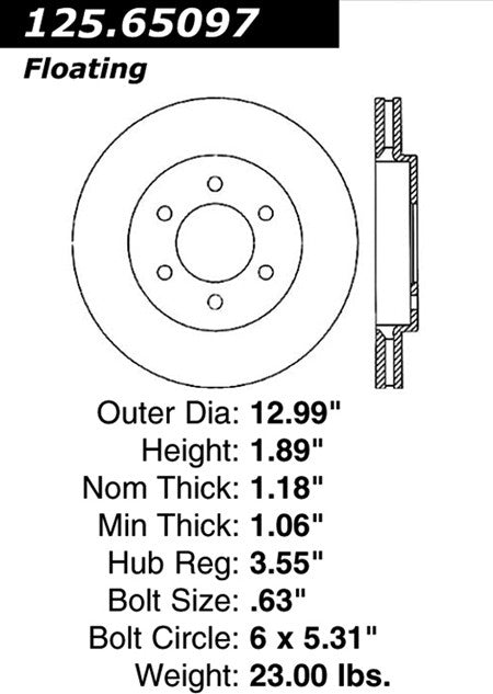 centric parts premium high carbon alloy brake rotor  frsport 125.65097