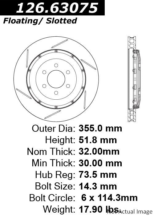 Stoptech Centric Slotted OE Design Brake Rotor 126.63075