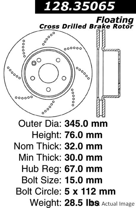 Stoptech Centric Drilled OE Design Brake Rotor 128.35065