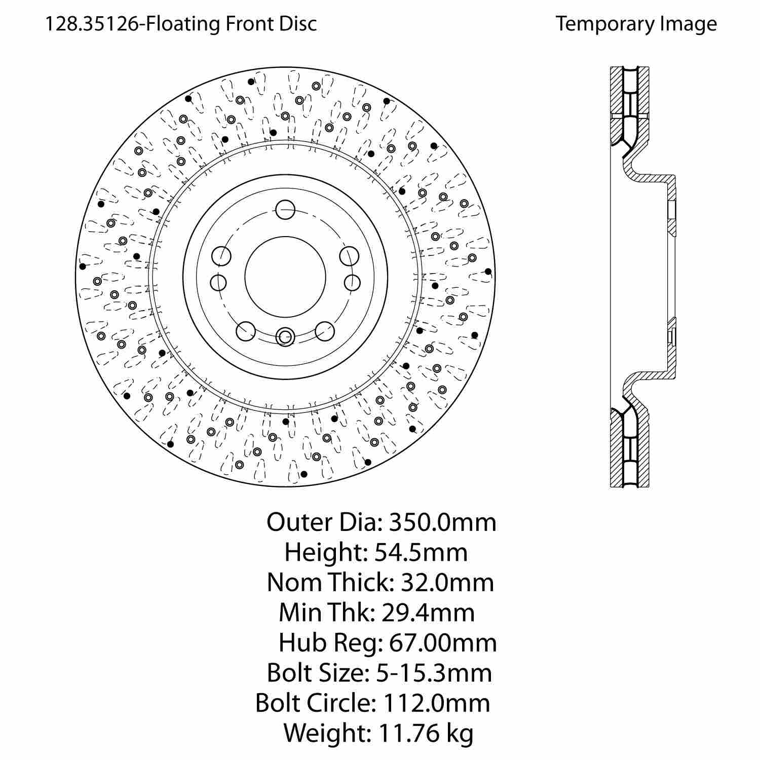 centric parts premium oe style drilled  brake rotor  frsport 128.35126