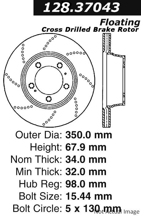 Stoptech Centric Drilled OE Design Brake Rotor 128.37043