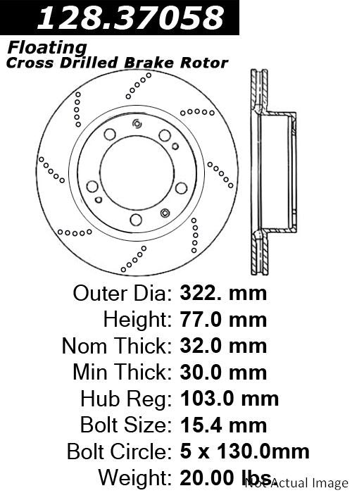 Stoptech Centric Drilled OE Design Brake Rotor 128.37058