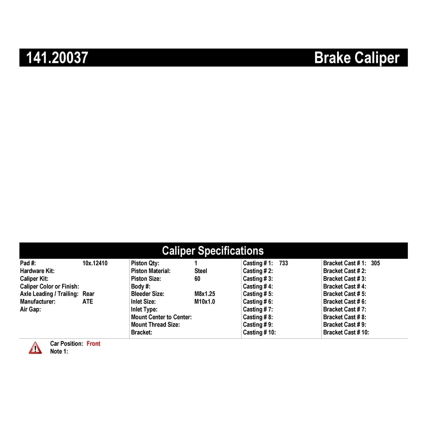 centric parts semi-loaded brake caliper  frsport 141.20037