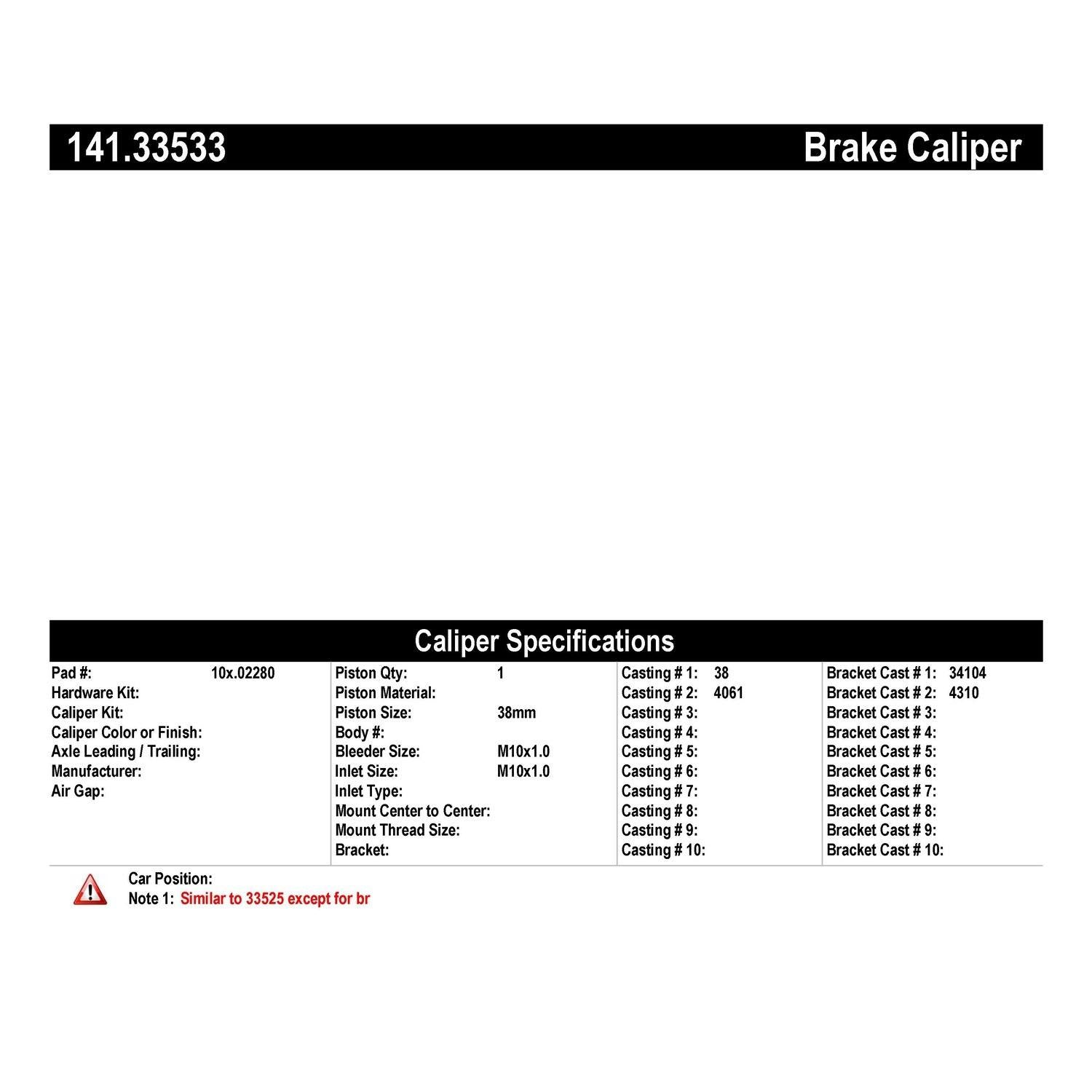 centric parts semi-loaded brake caliper  frsport 141.33533