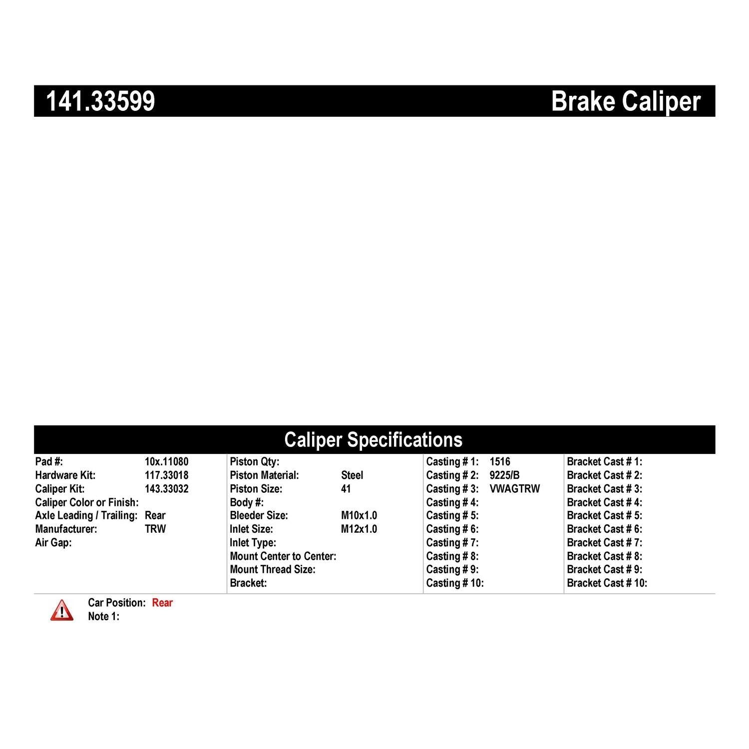 centric parts semi-loaded brake caliper  frsport 141.33599