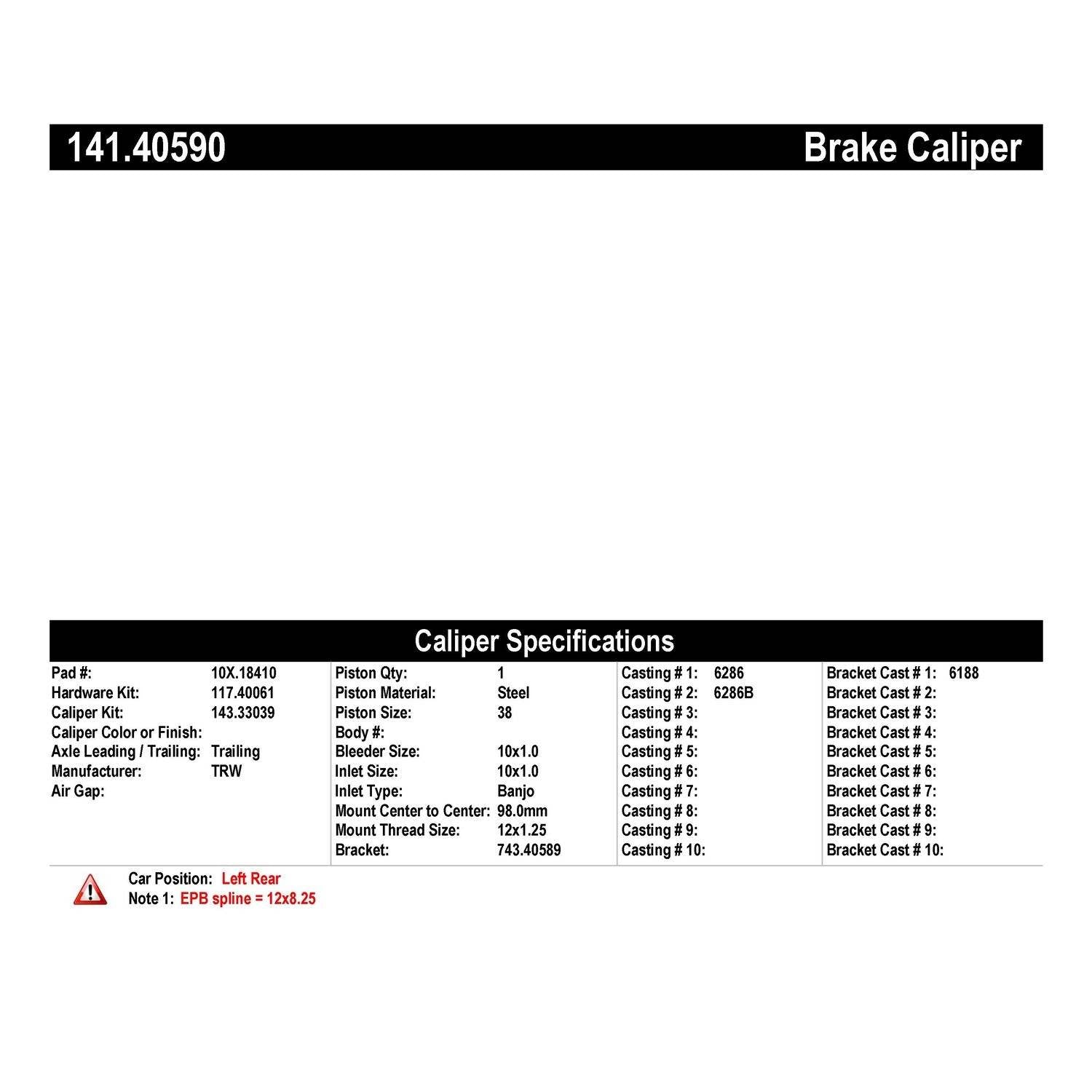 centric parts semi-loaded brake caliper epb  frsport 141.40590