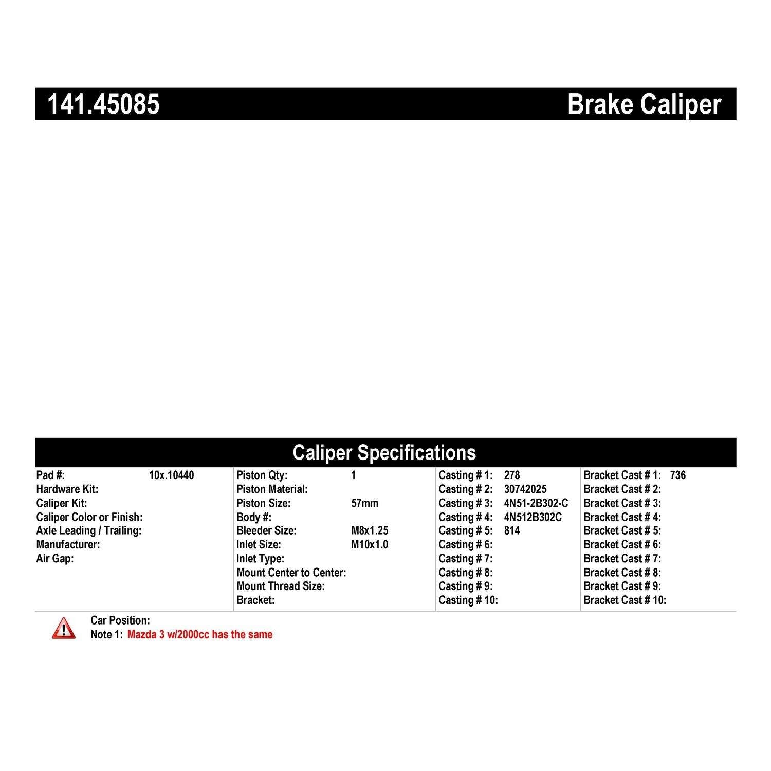 centric parts semi-loaded brake caliper  frsport 141.45085