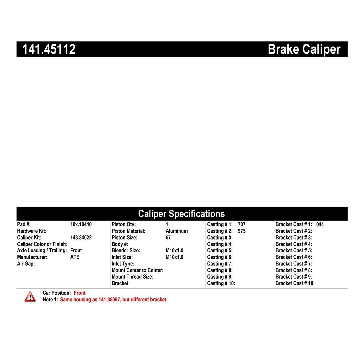 centric parts semi-loaded brake caliper  frsport 141.45112