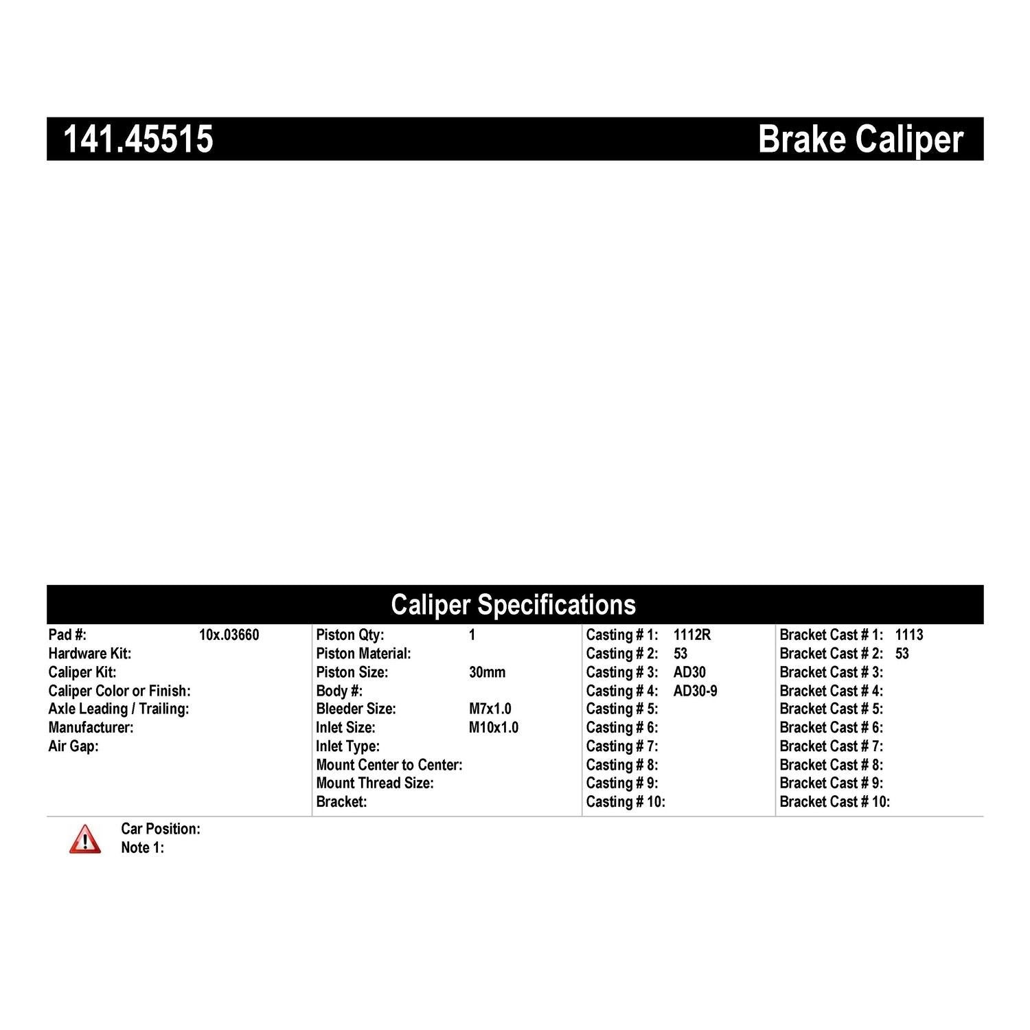 centric parts semi-loaded brake caliper  frsport 141.45515