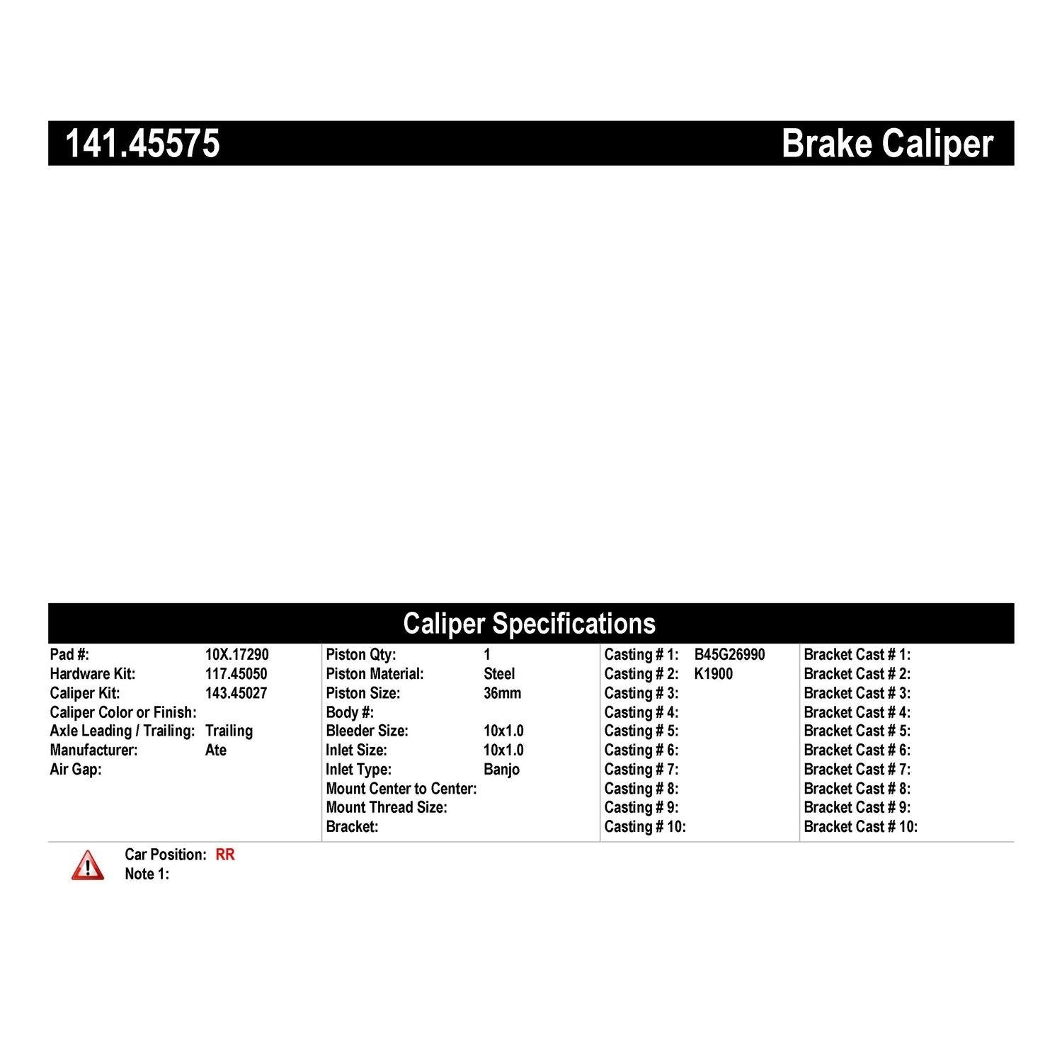 centric parts semi-loaded brake caliper  frsport 141.45575