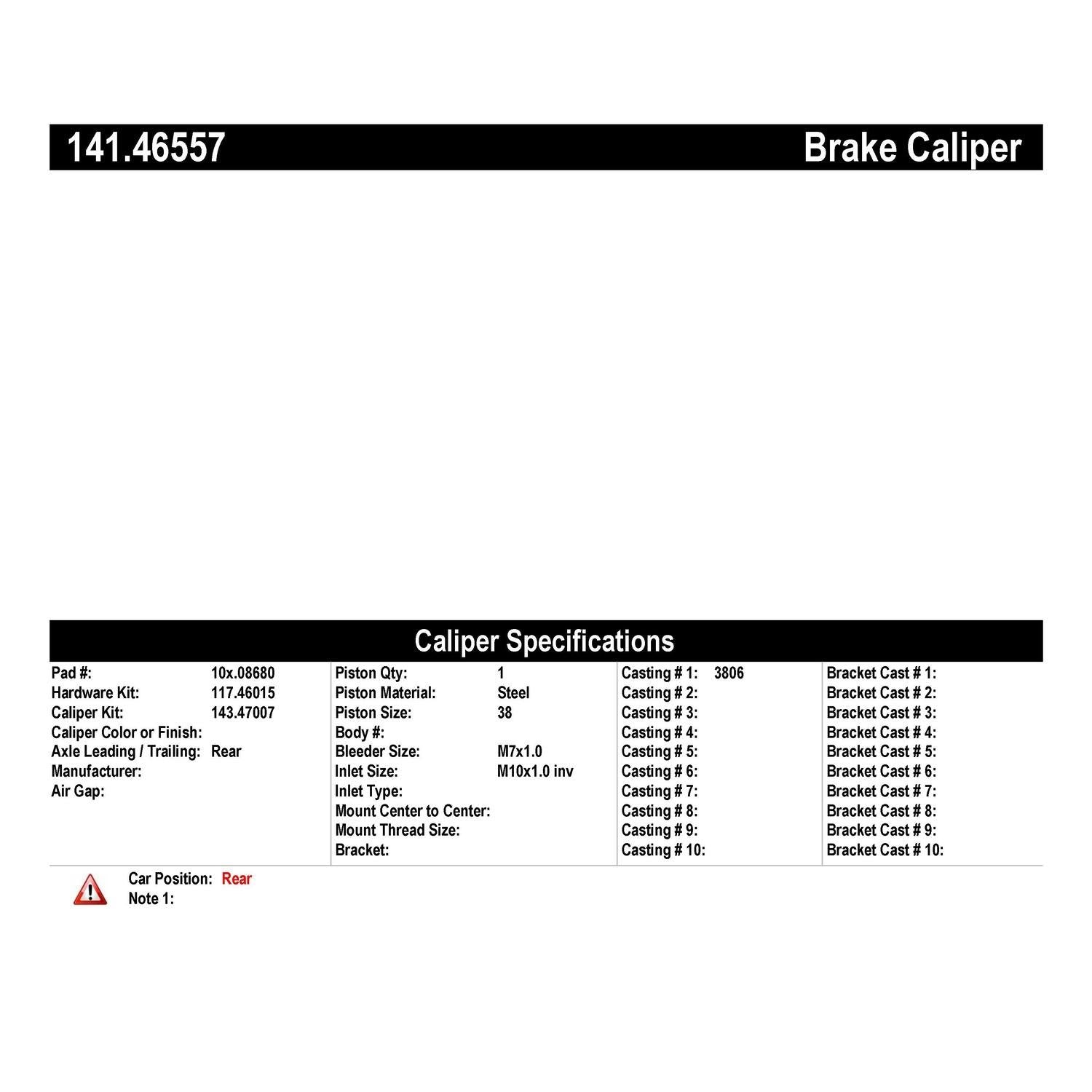 centric parts semi-loaded brake caliper  frsport 141.46557