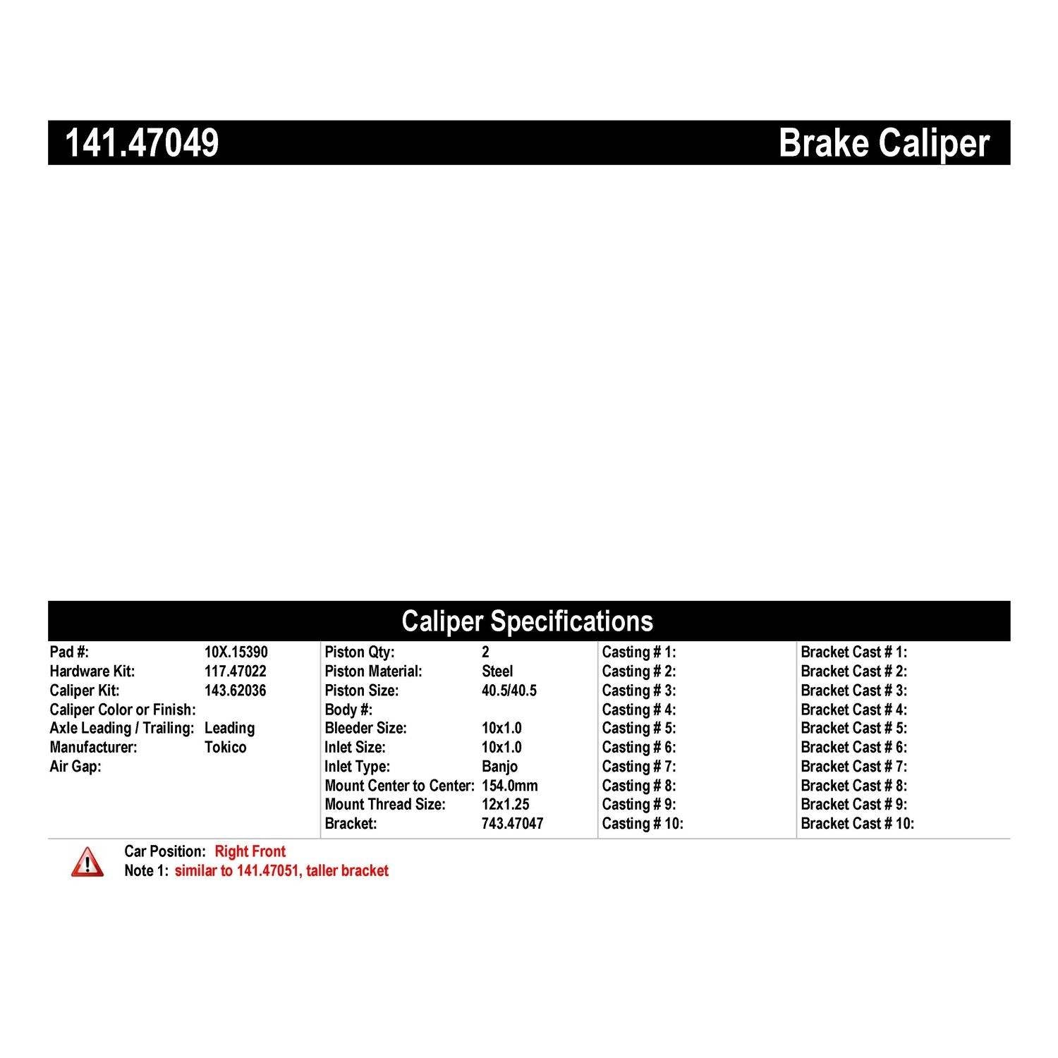 centric parts semi-loaded brake caliper  frsport 141.47049