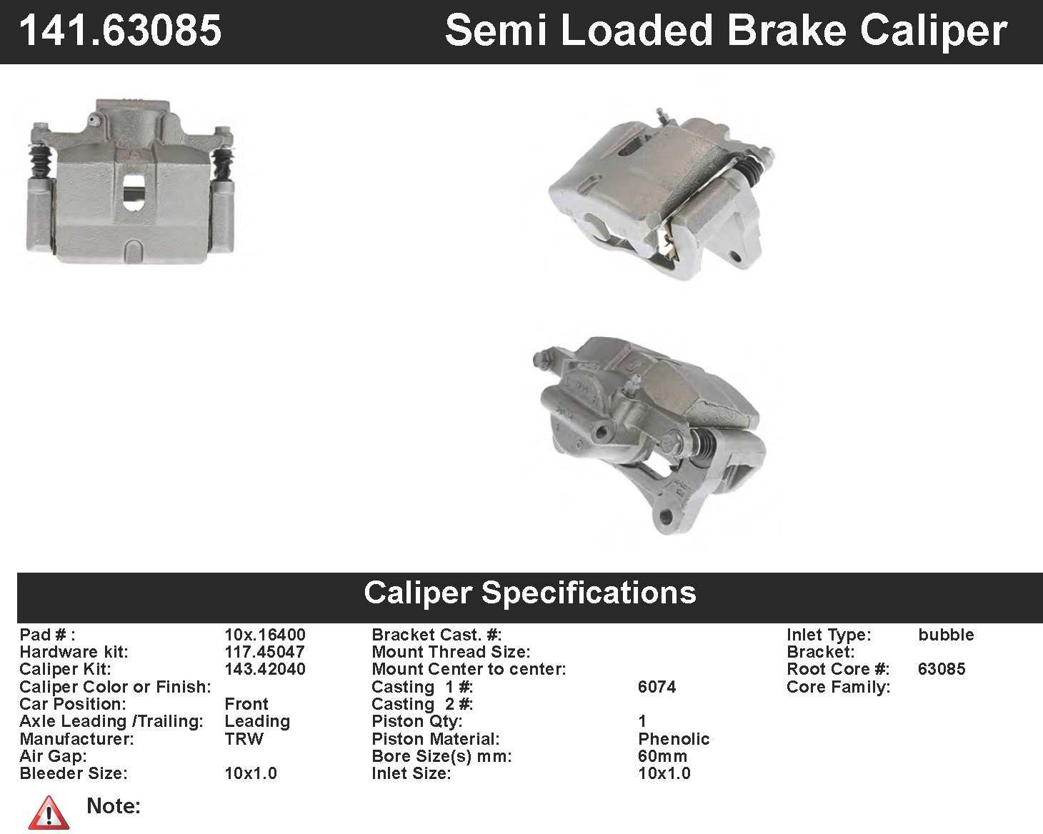 centric parts semi-loaded brake caliper with new phenolic pistons  frsport 141.63085