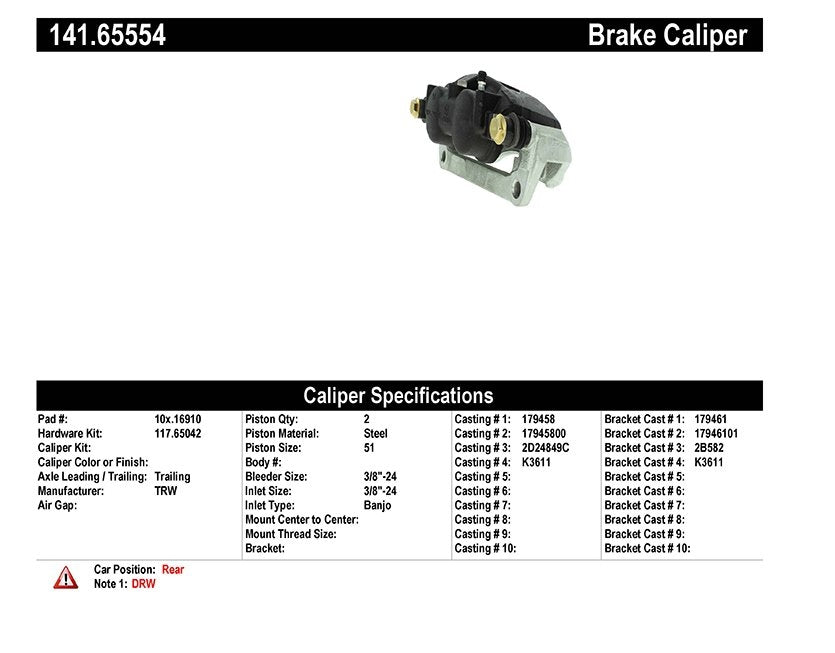 centric parts semi-loaded brake caliper  frsport 141.65554