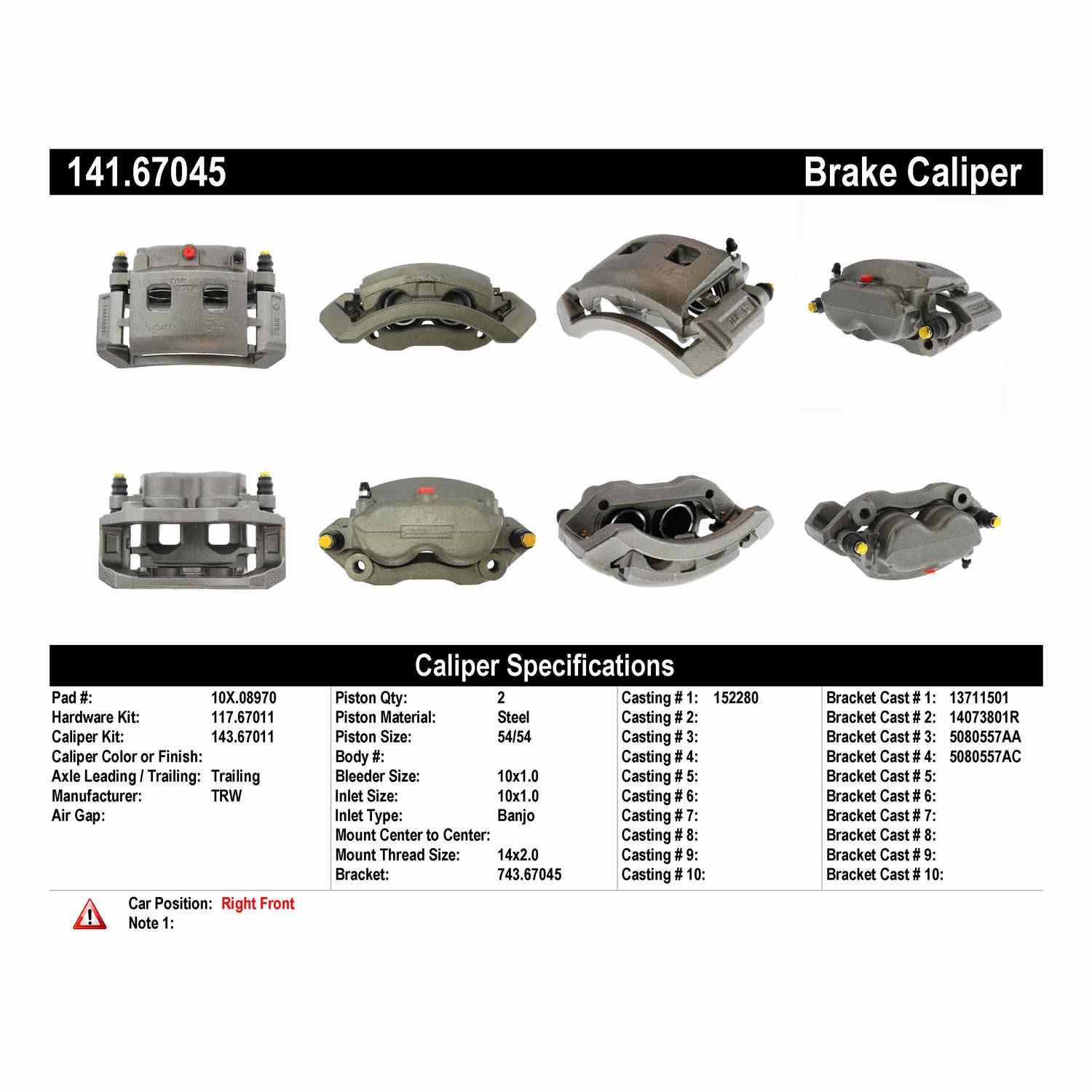 centric parts semi-loaded brake caliper  frsport 141.67045