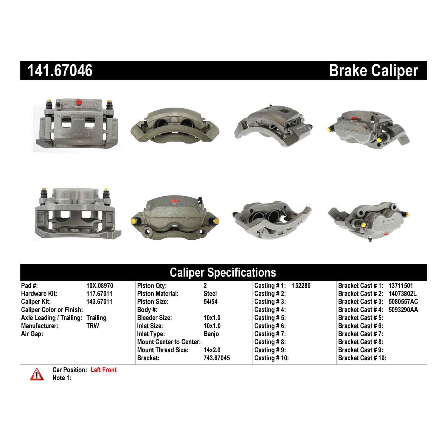 centric parts semi-loaded brake caliper  frsport 141.67046