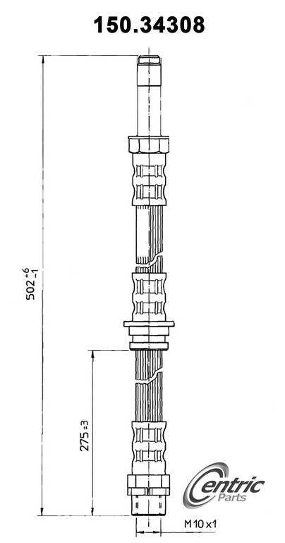 Centric Parts Brake Hose  top view frsport 150.34308