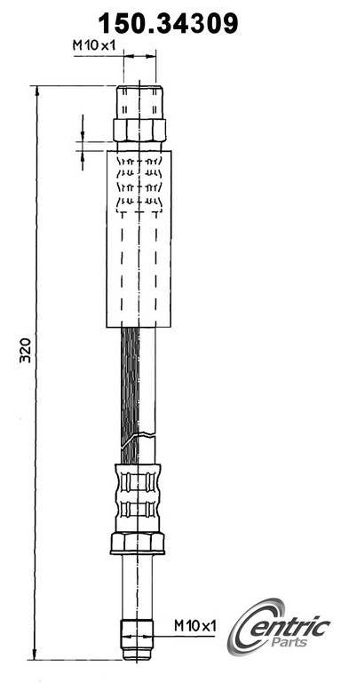 Centric Parts Brake Hose  top view frsport 150.34309