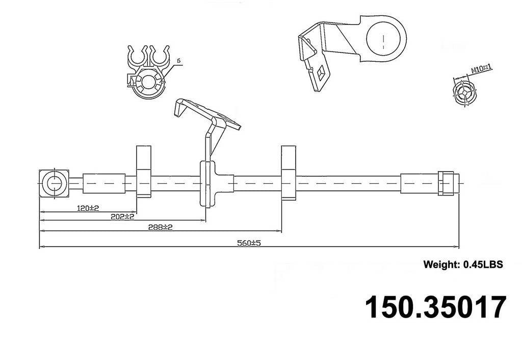 centric parts brake hose  frsport 150.35017