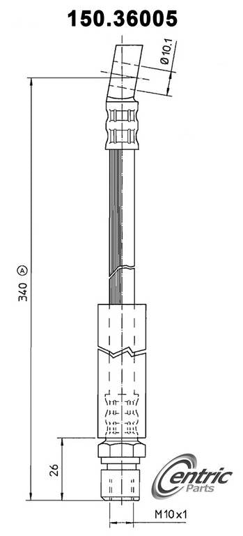 Centric Parts Brake Hydraulic Hose  top view frsport 150.36005